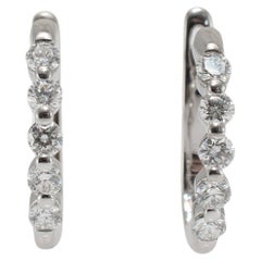 Ladies 18K White Gold Half Eternity Diamond Hoop Earrings