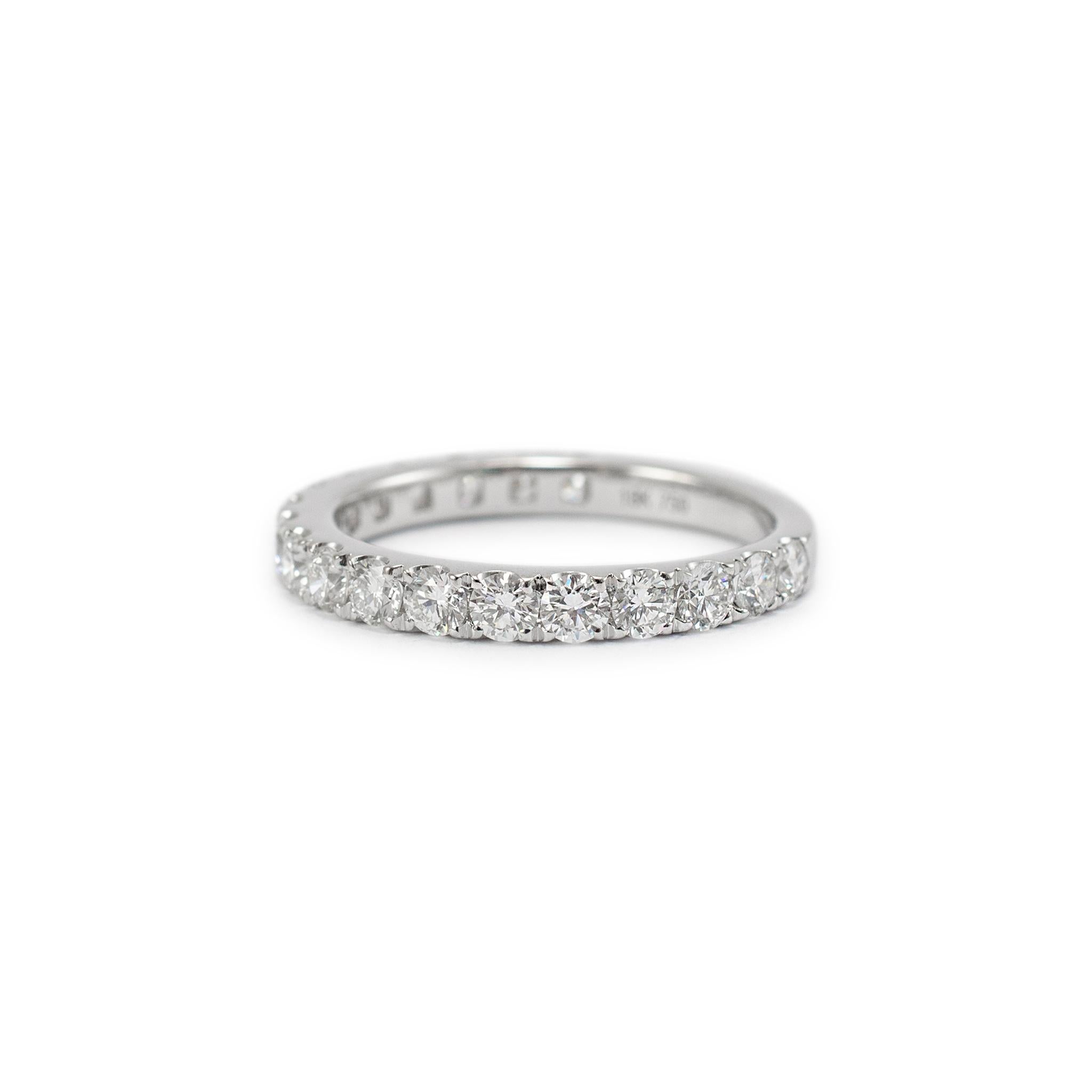 Round Cut Ladies 18K White Gold Half Eternity Diamond Wedding Band