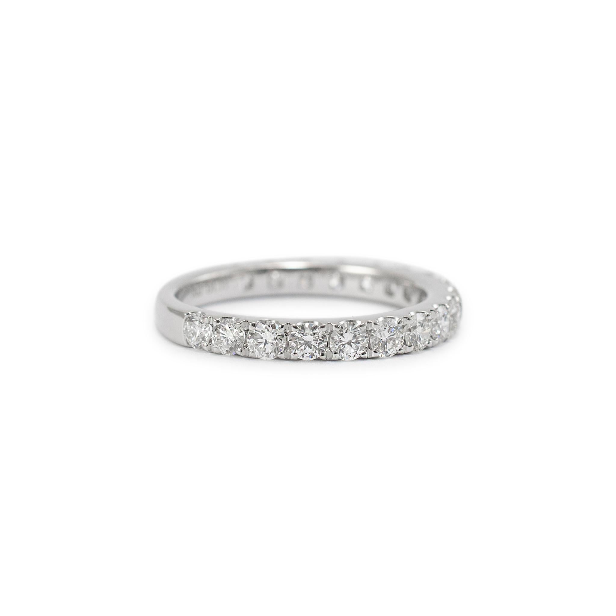 Ladies 18K White Gold Half Eternity Diamond Wedding Band In Excellent Condition In Houston, TX