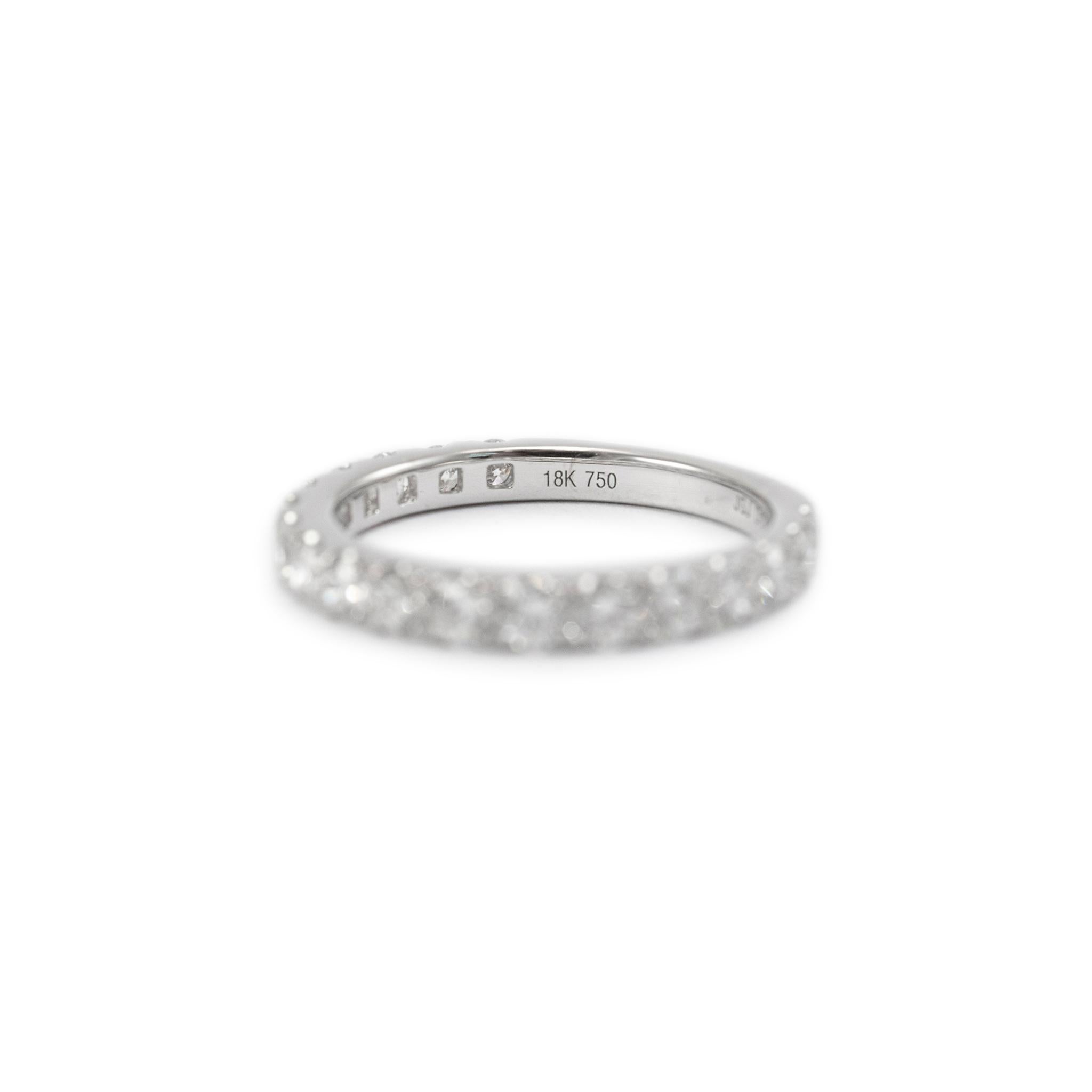 Ladies 18K White Gold Half Eternity Diamond Wedding Band 1