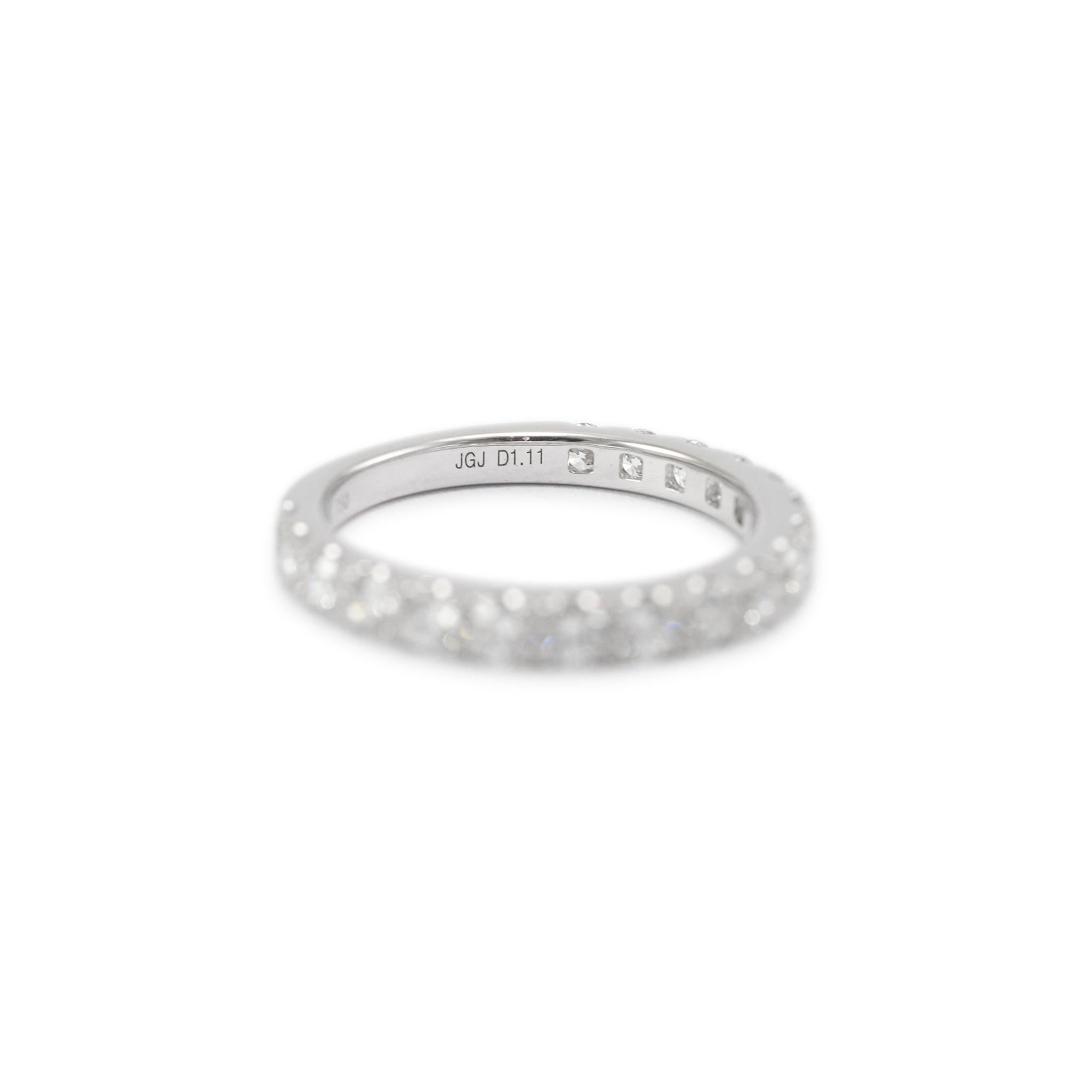 Ladies 18K White Gold Half Eternity Diamond Wedding Band 2