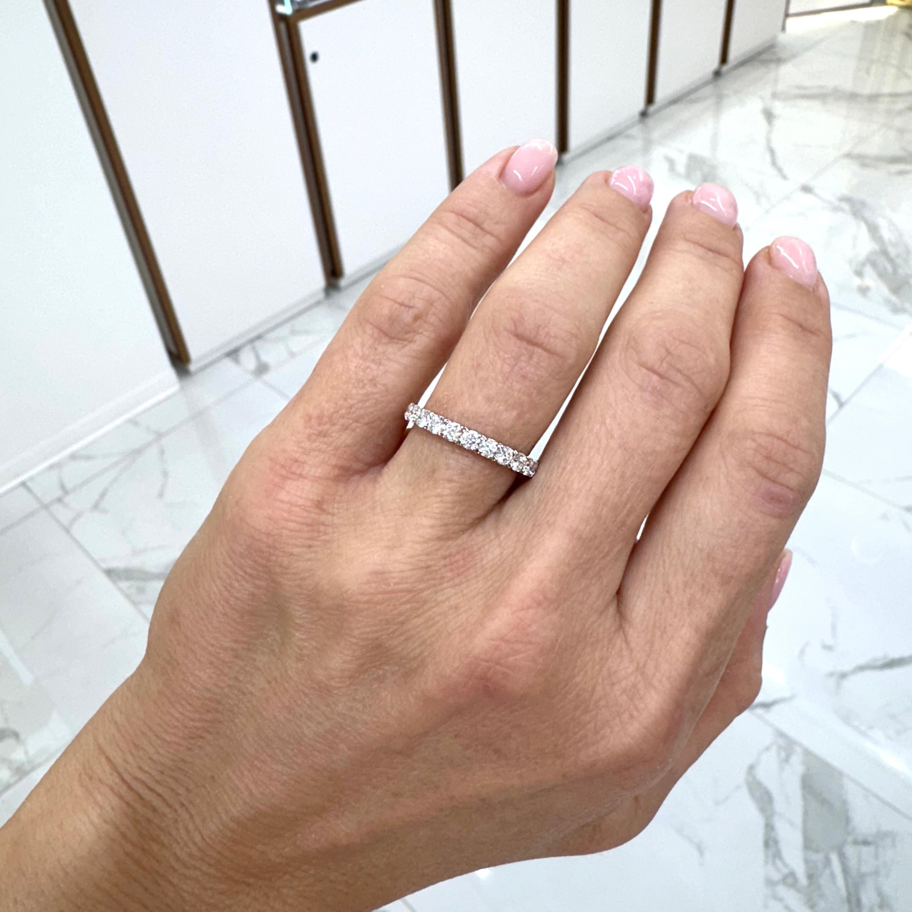 Ladies 18K White Gold Half Eternity Diamond Wedding Band 3