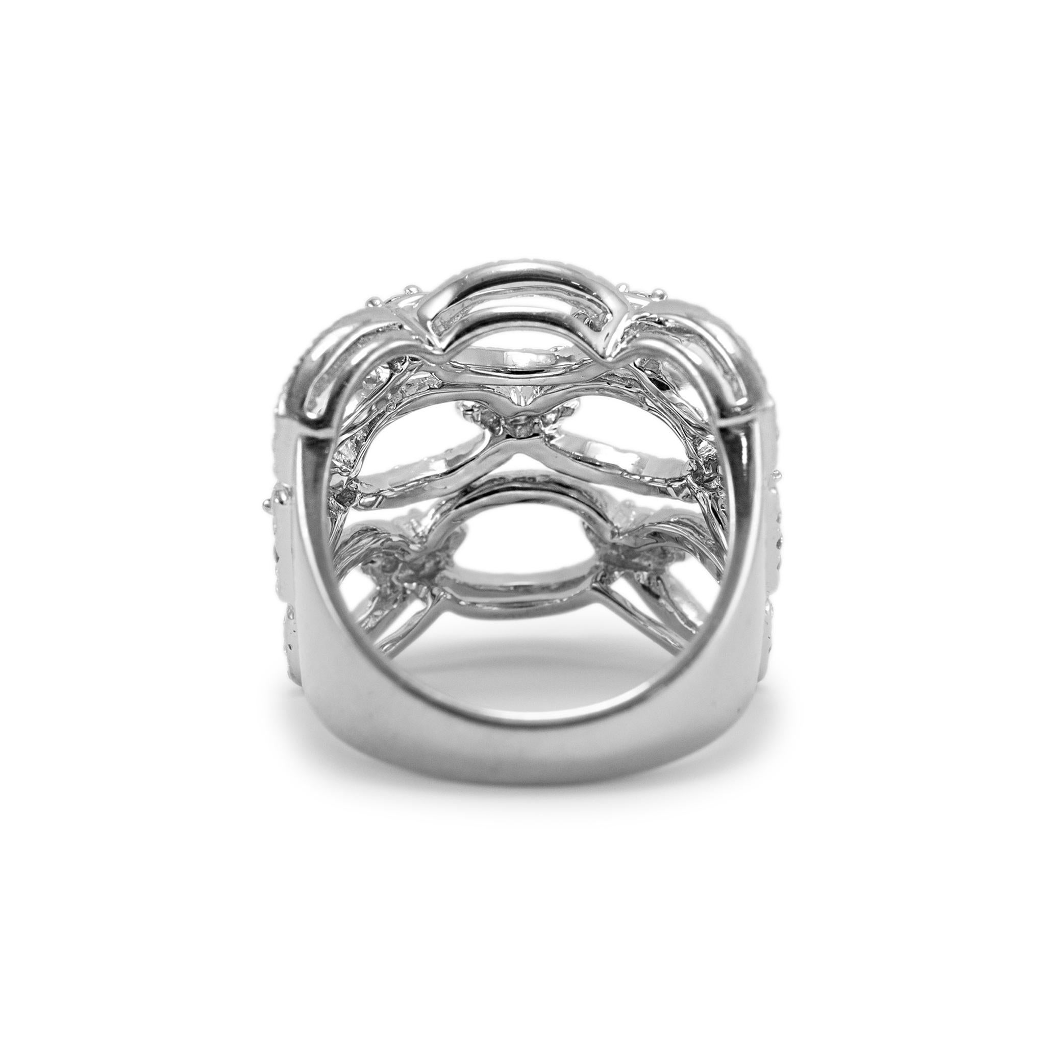 Women's Ladies 18K White Gold Infinity Stacked Pave Diamond Band Ring For Sale