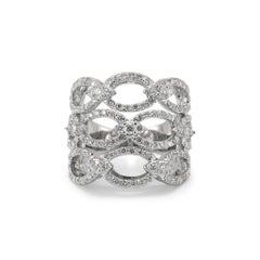 Ladies 18K White Gold Infinity Stacked Pave Diamond Band Ring