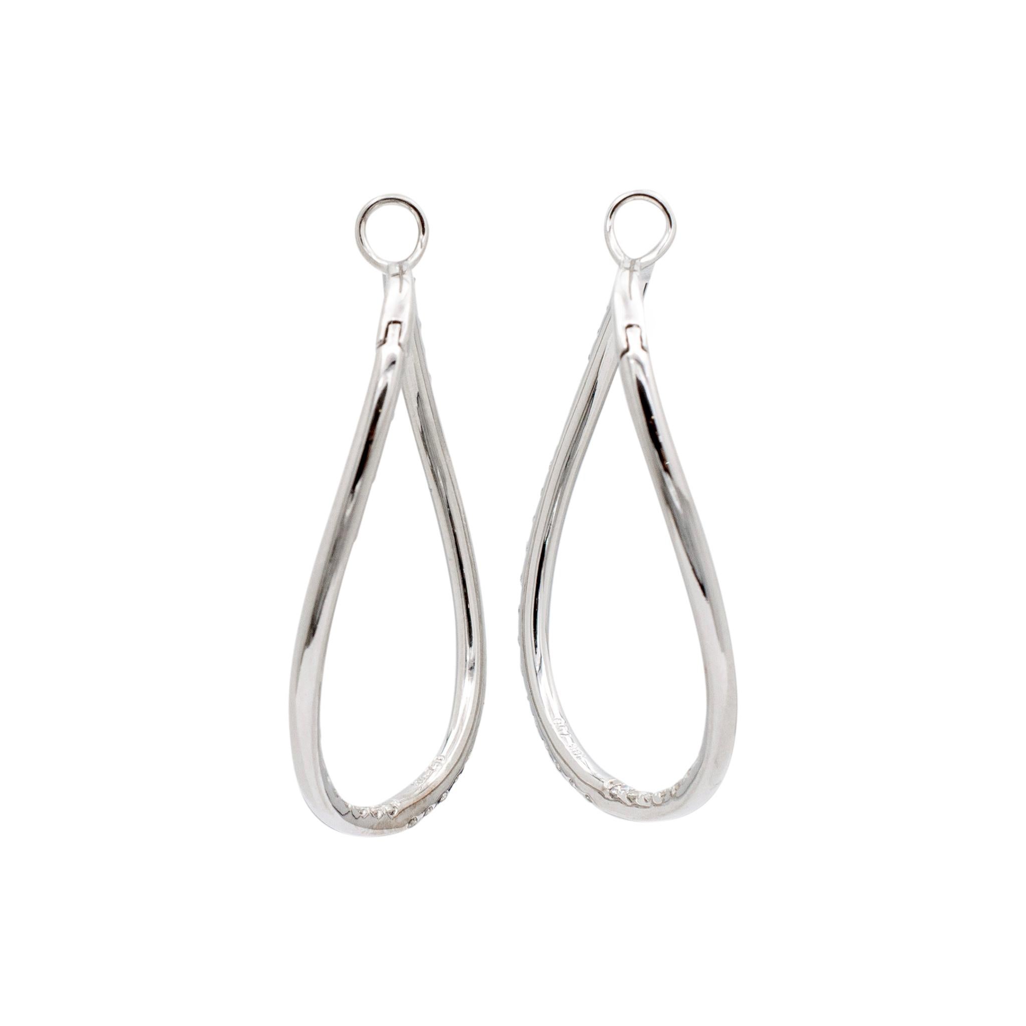 Damen 18K Weißgold Inside-out Diamond Waved Twisted Hoop Ohrringe 2