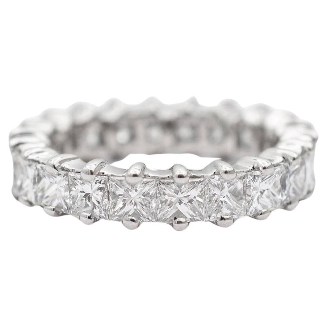 Anneau de mariage en or blanc 18 carats avec diamant taille princesse pour femmes en vente