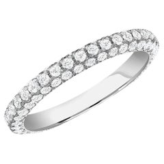 Bague d'éternité pour femme en or blanc 18 carats avec pavé de diamants ronds 1,61 carat, taille 6