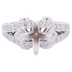 Ladies 18k White Gold Semi Mount Diamond Engagement Ring