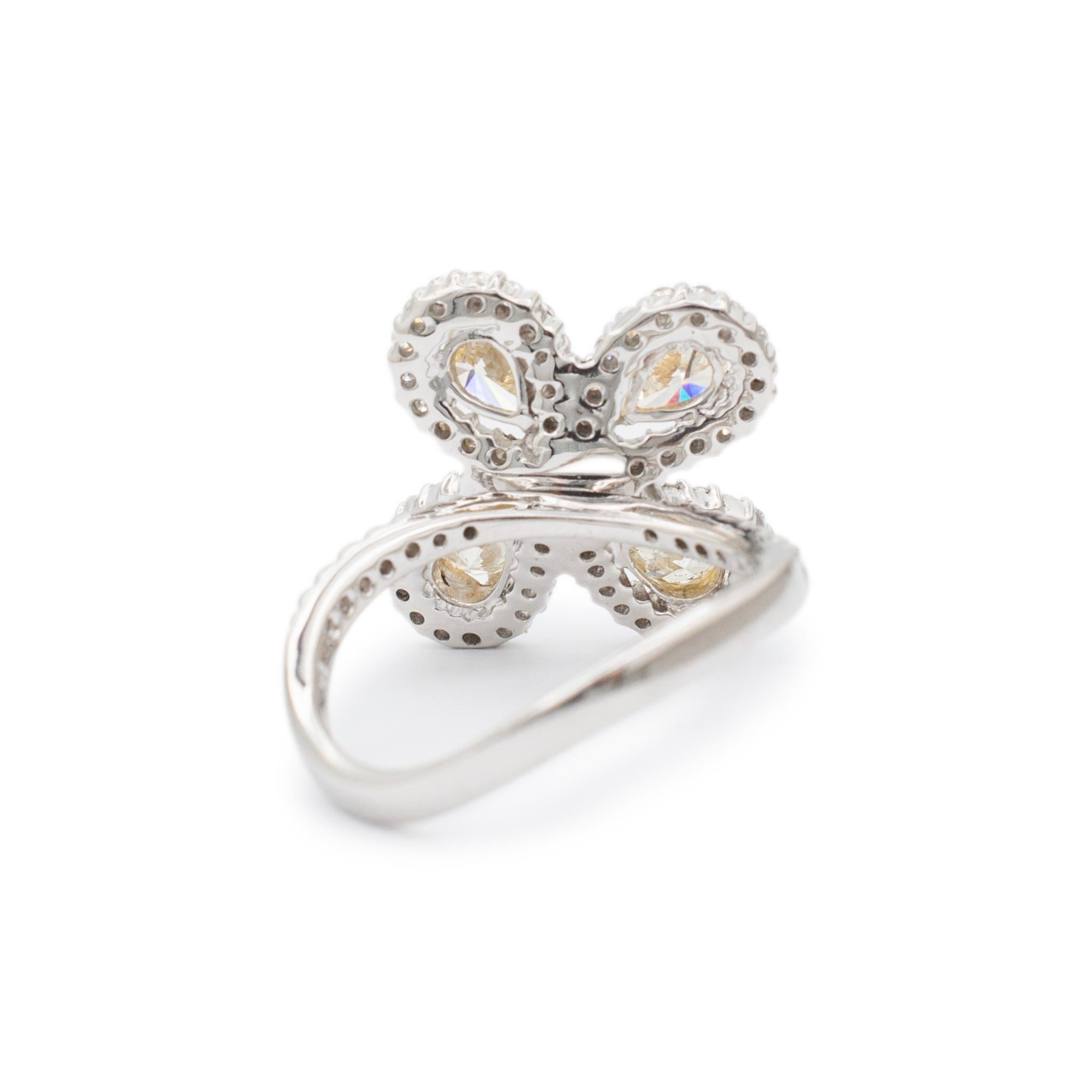 De las mujeres Anillo de cóctel de diamantes amarillos de fantasía con vástago trenzado de oro blanco de 18 quilates para mujeres en venta