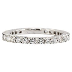 Ladies 18K White Gold U Prong Set 0.90ct Diamond Full Eternity Wedding Band Ring