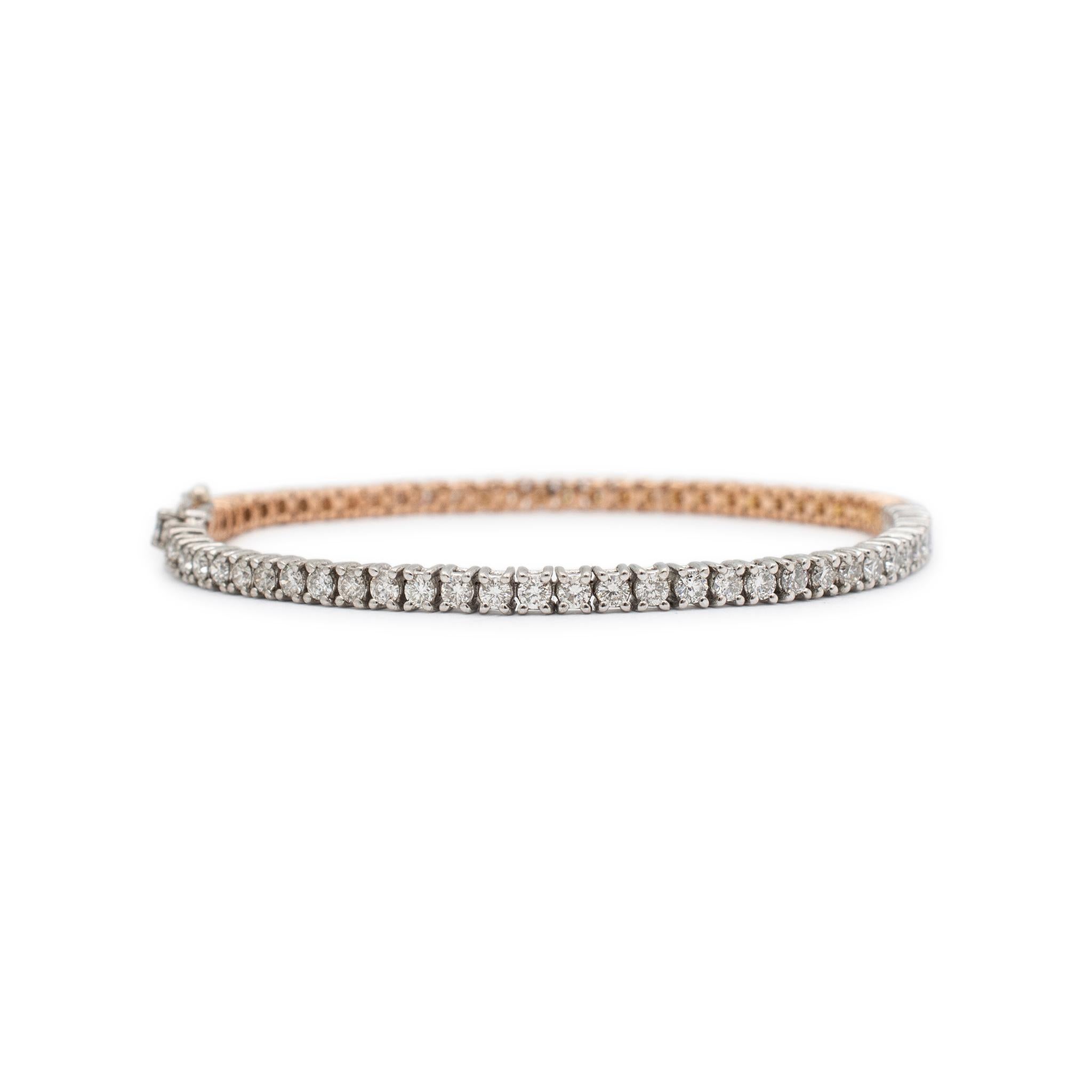 Damen-Tennisarmband aus 18 Karat Weiß- und Roségold mit zweifarbigen Diamanten 1