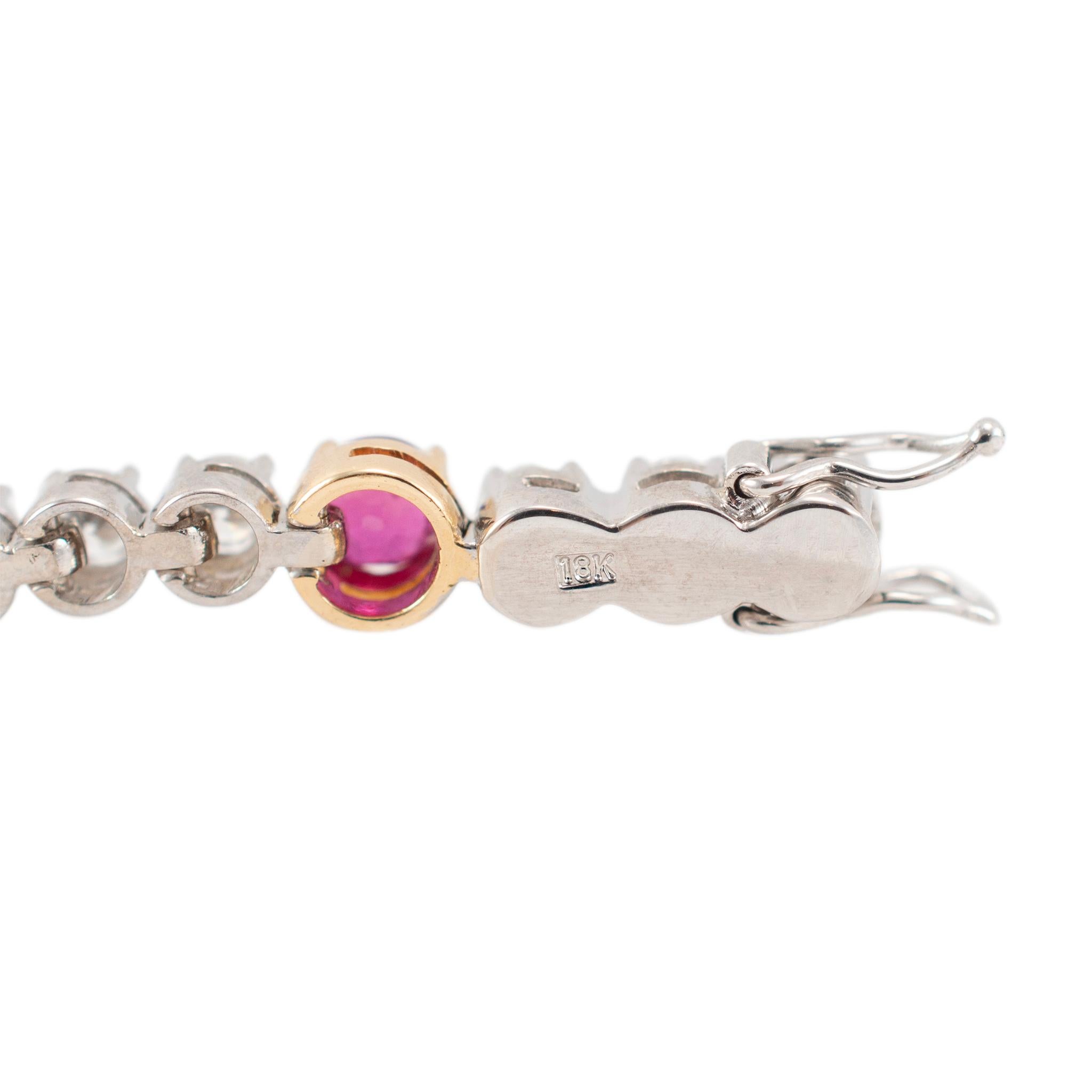 Donna Bracciale tennis da donna in oro bianco e giallo 18 carati con diamanti e zaffiri rosa in vendita