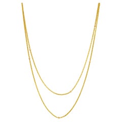 Ladies 18K Yellow 70” Double Rolo Station Bead Chain