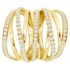 Ladies 18K Yellow Gold 1.18 CT Diamond Crossover Ring