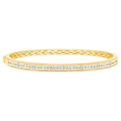 Bracelet jonc pour femme en or jaune 18 carats avec diamants de 2,69 carats, taille 6,5 po.
