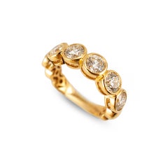 Ladies 18K Yellow Gold 3.05ctw Bezel Set Half Eternity Diamond Band Ring