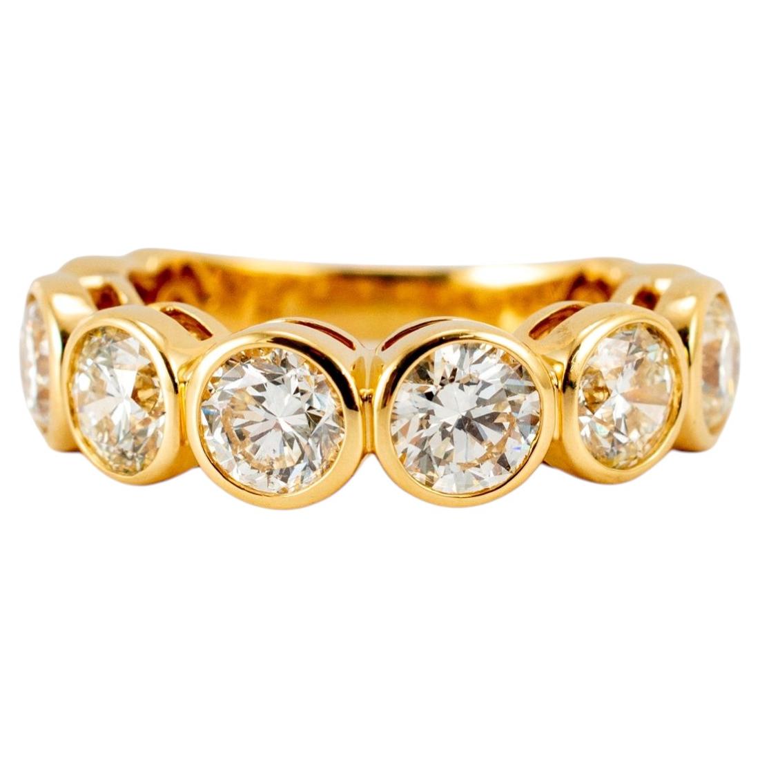 Ladies 18K Yellow Gold 3.05ctw Bezel Set Half Eternity Diamond Band Ring