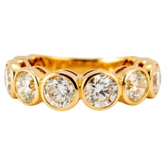 Ladies 18K Yellow Gold 3.05ctw Bezel Set Half Eternity Diamond Band Ring