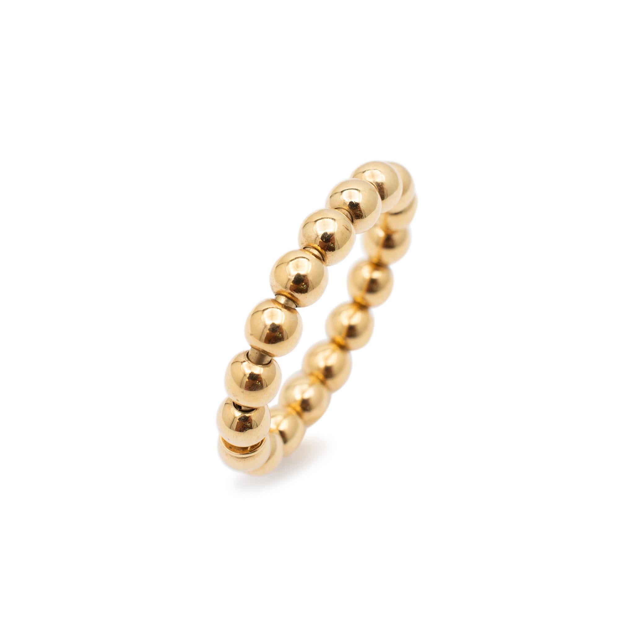 Ladies 18K Yellow Gold Adjustable Bead Band In Excellent Condition For Sale In Houston, TX