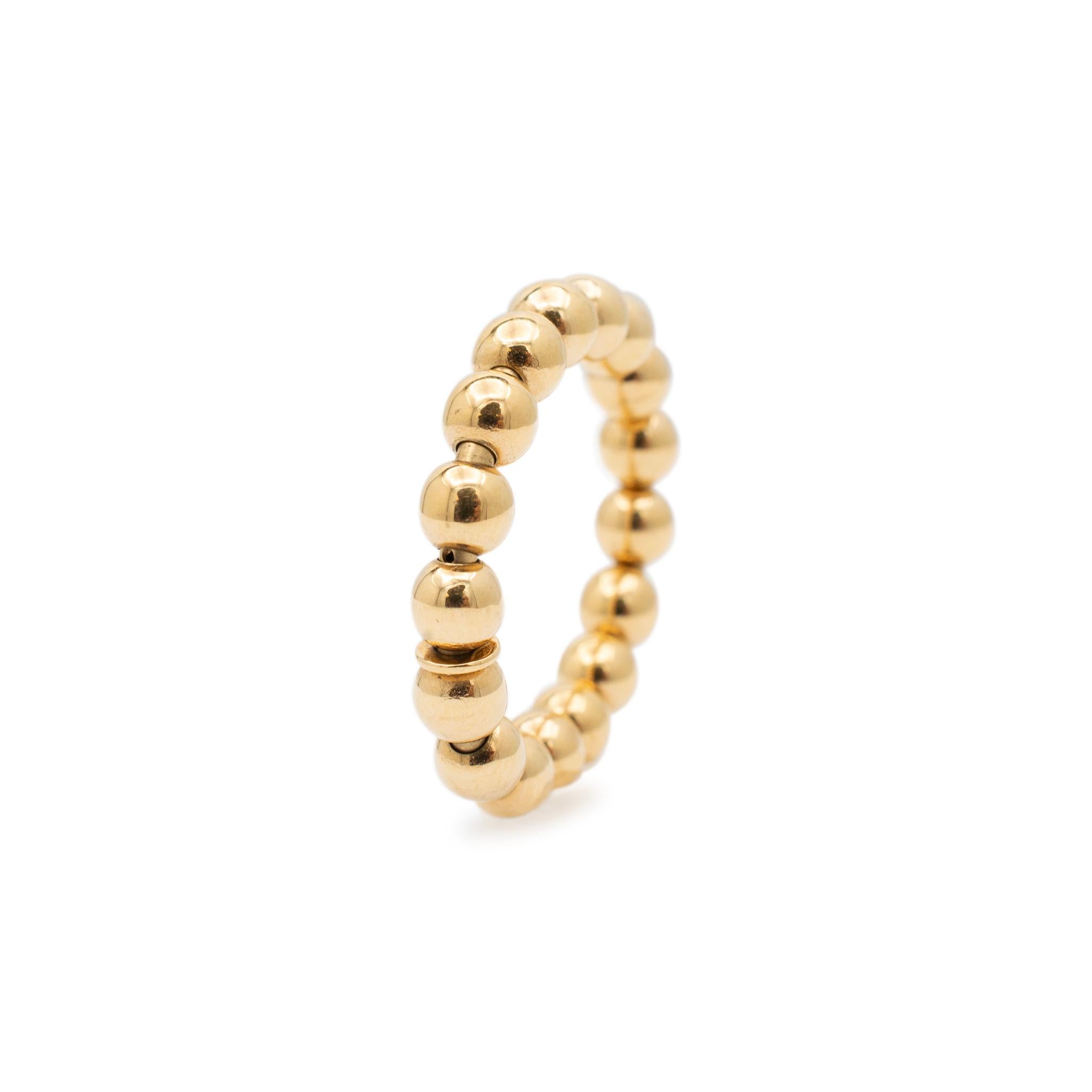 Women's Ladies 18K Yellow Gold Adjustable Bead Band For Sale