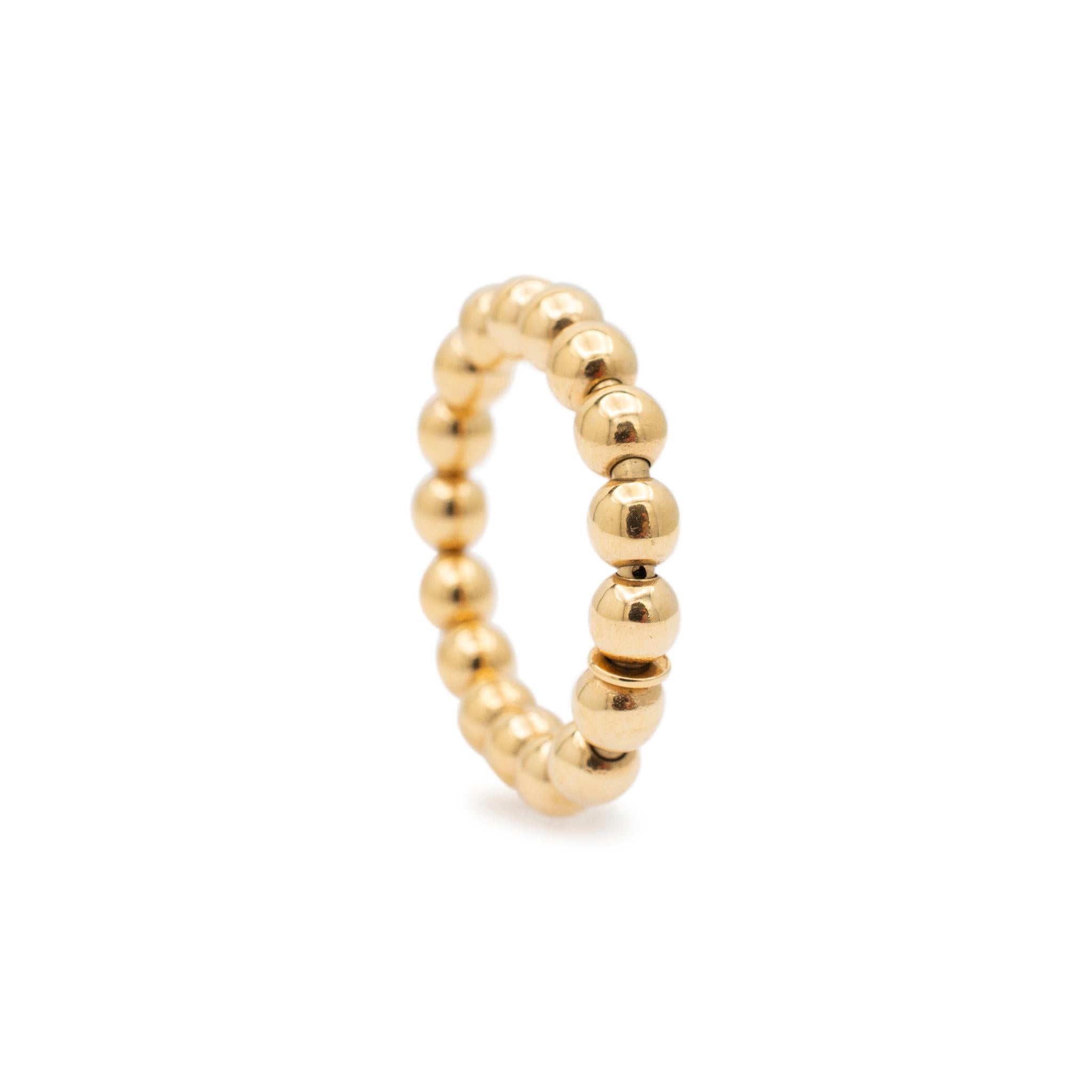 Ladies 18K Yellow Gold Adjustable Bead Band For Sale 1
