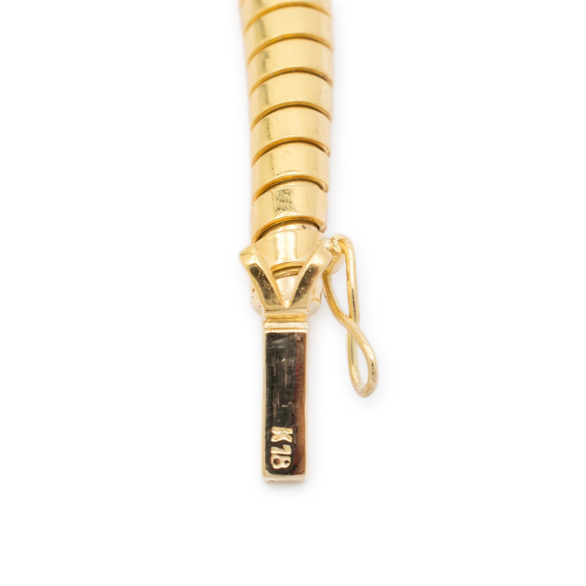 Ladies 18K Yellow Gold Citrine Emerald Snake Flexible Bangle Bracelet For Sale 3