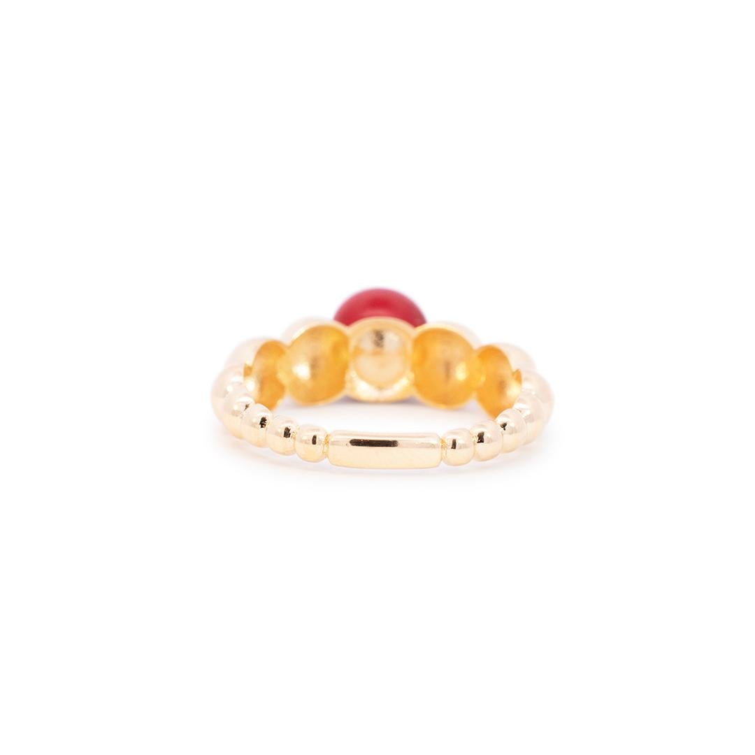 Ladies 18k Yellow Gold Coral Beads Cocktail Ring In Excellent Condition For Sale In Houston, TX