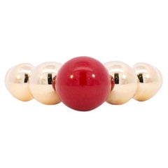 Bague cocktail pour femmes en or jaune 18 carats perles de corail
