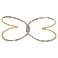 Bracelet manchette papillon en or jaune 18K pour dames avec diamants