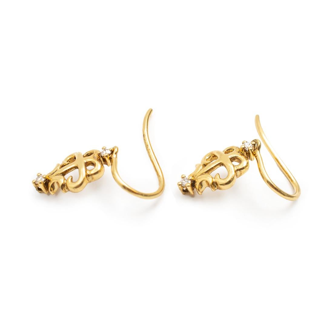 Boucles d'oreilles pendantes en or jaune 18 carats avec diamant pour femme Pour femmes en vente