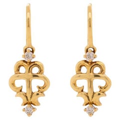 Boucles d'oreilles pendantes en or jaune 18 carats avec diamant pour femme