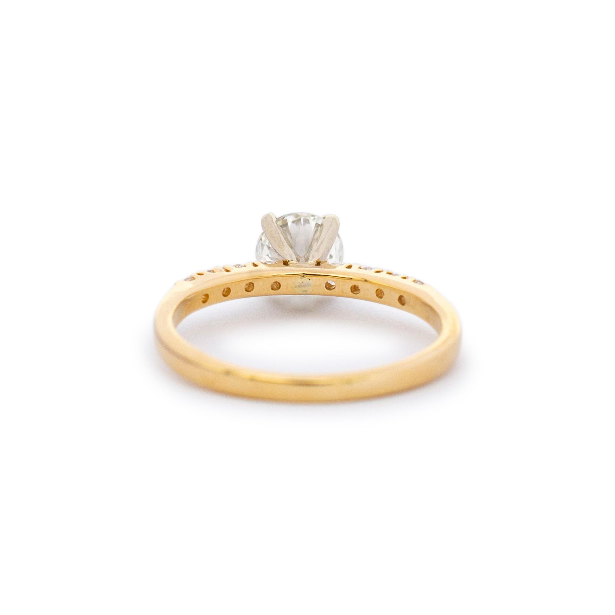 Women's Ladies 18K Yellow Gold Diamond Solitaire Engagement Ring For Sale