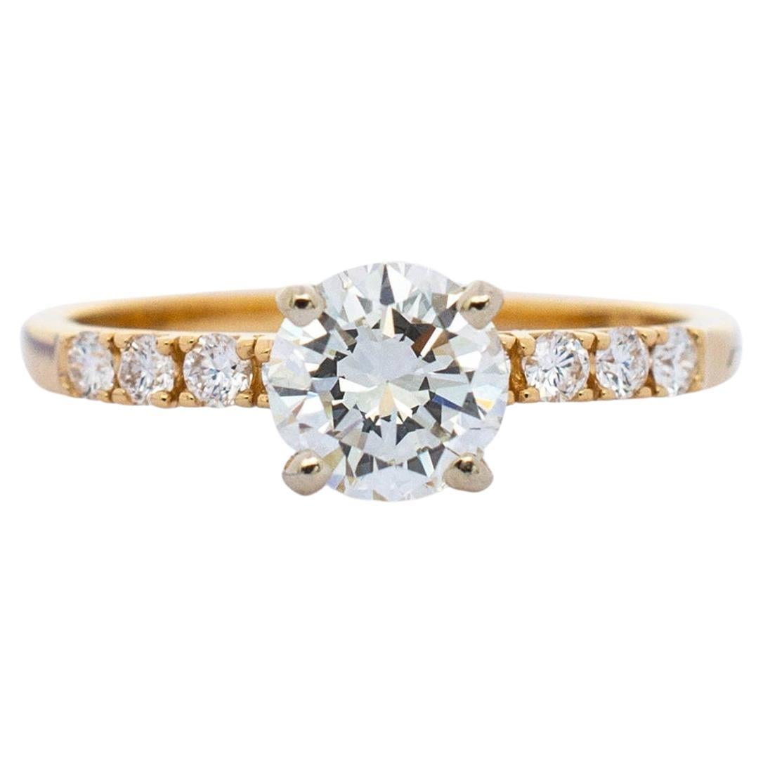 Ladies 18K Yellow Gold Diamond Solitaire Engagement Ring For Sale