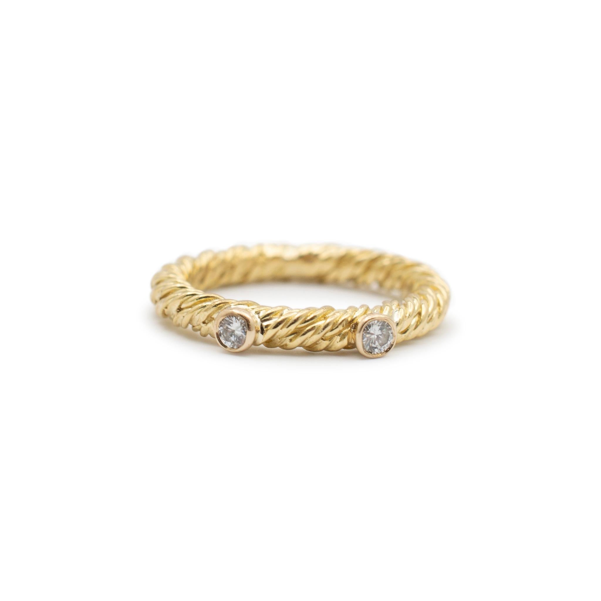 Damen 18 Karat Gelbgold Diamant-Drei stapelbare Ringe Set (Rundschliff) im Angebot