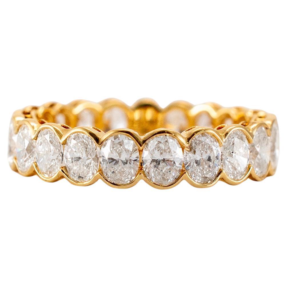 Ladies 18K Yellow Gold Full Eternity 3.17ct Oval Diamond Wedding Band