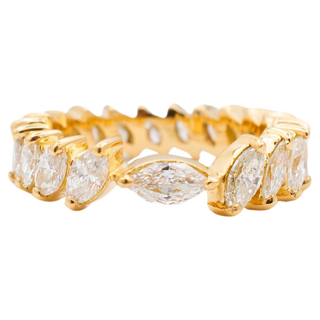 Ladies 18K Yellow Gold Full Eternity Marquee Diamond Wedding Band For Sale