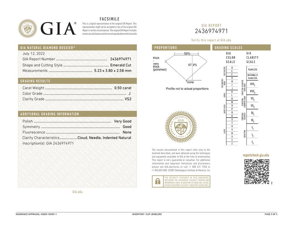 Collana da donna in oro giallo 18K GIA 0.50ct Emerald Cut 4 Prong Solitaire in vendita 3