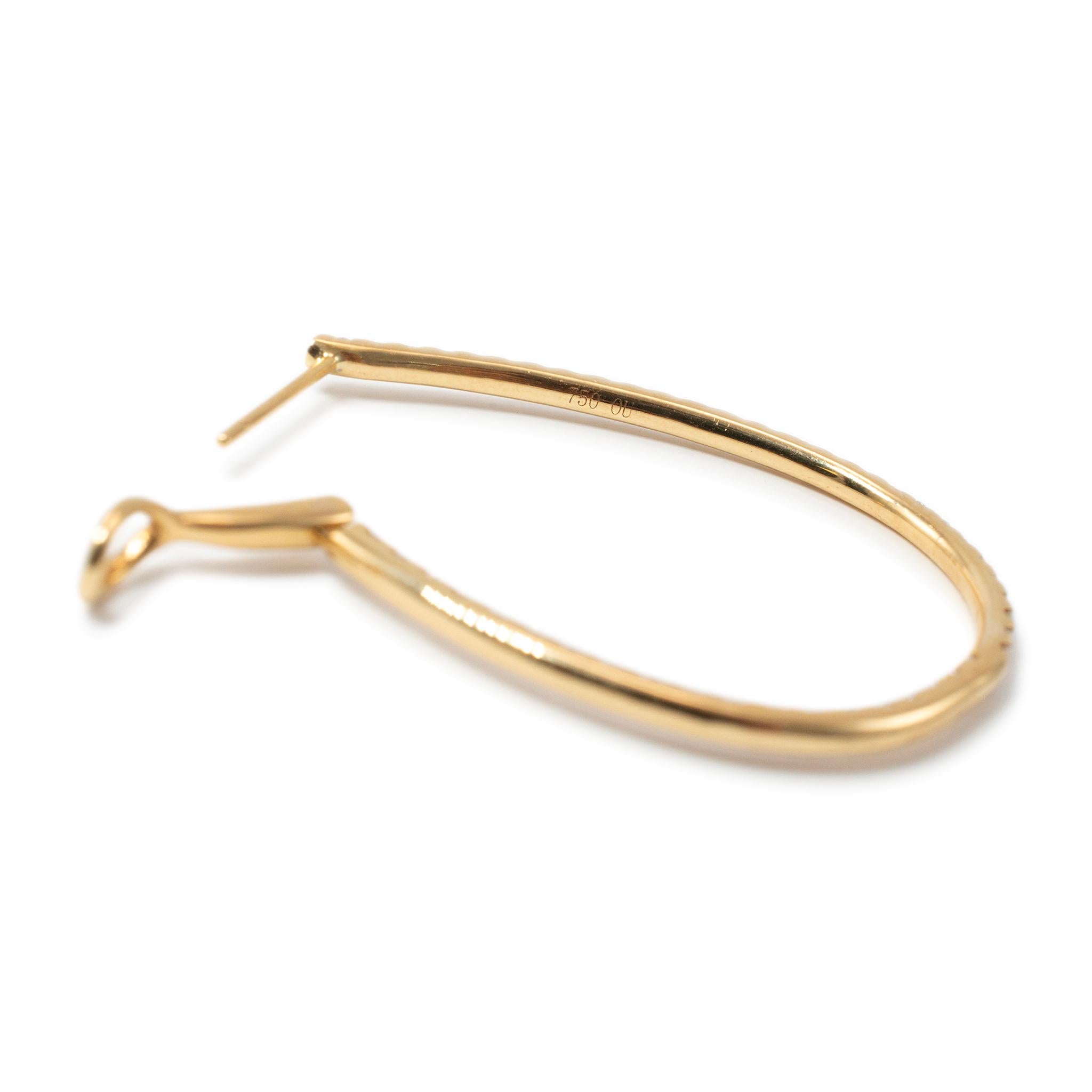 Ladies 18K Yellow Gold Inside Out Pave Diamond Huggie Hoop Earrings 1