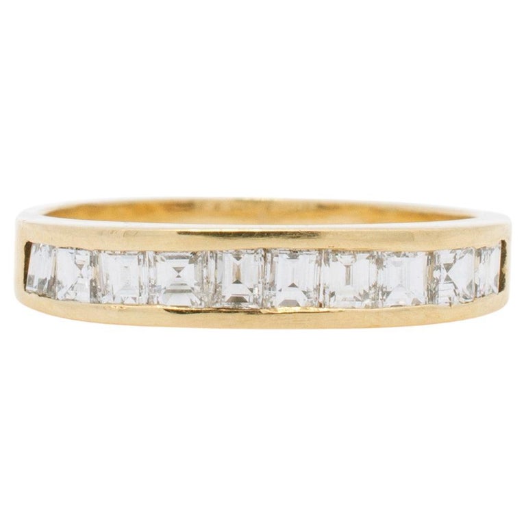 Ladies 18k Yellow Gold Invisible Baguette Diamond Wedding Band For Sale ...