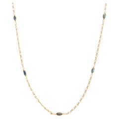 Ladies 18K Yellow Gold Marquee Sapphires by the Yard Choker Chain Necklace