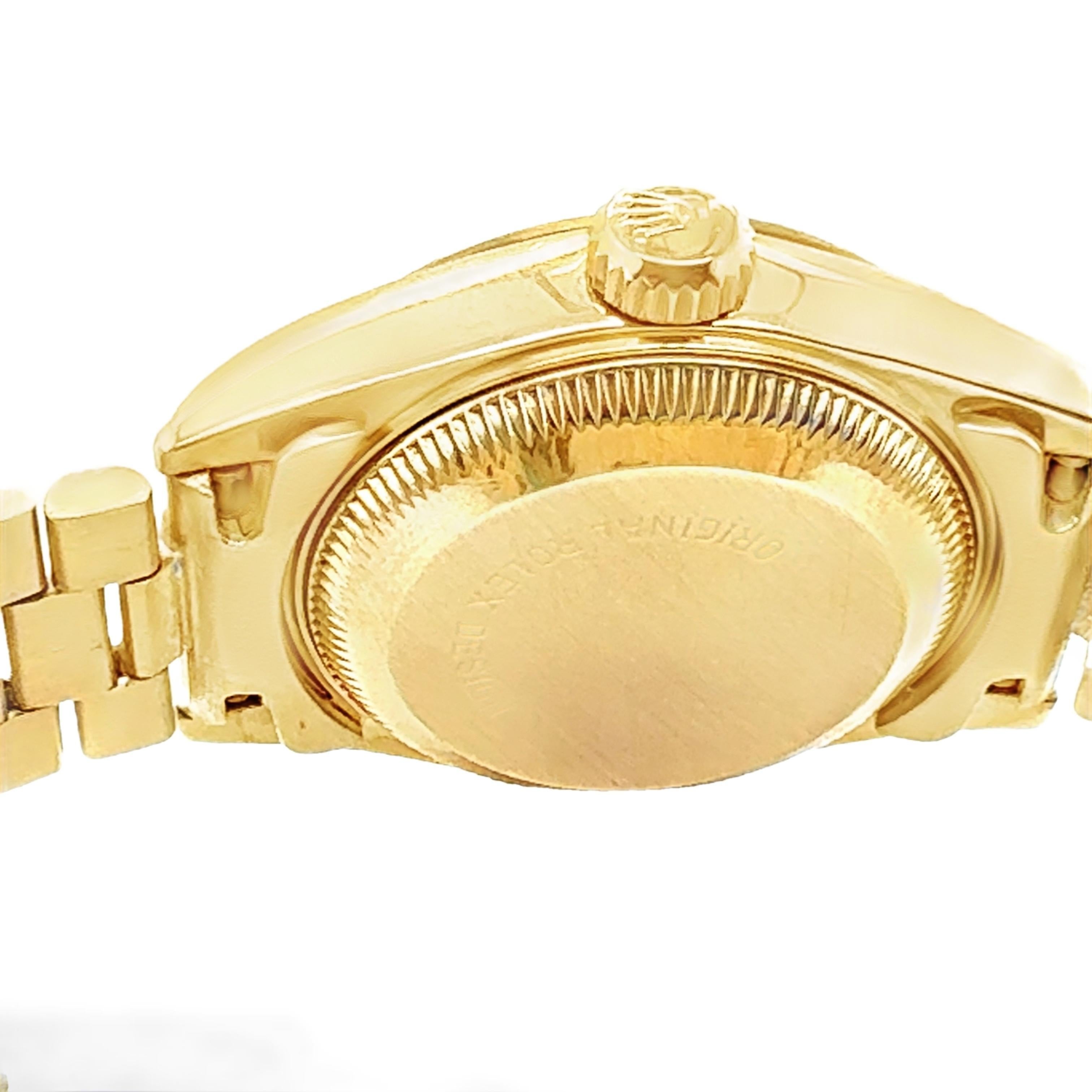 Damen 18k Gelbgold Rolex Präsident Uhr im Zustand „Gut“ im Angebot in Beverly Hills, CA