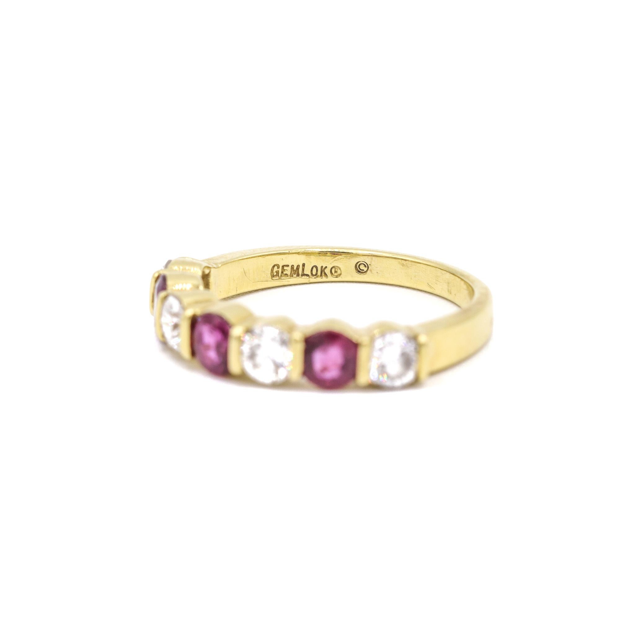 Round Cut Ladies 18k Yellow Gold Rubies and Diamonds Cocktail Ring