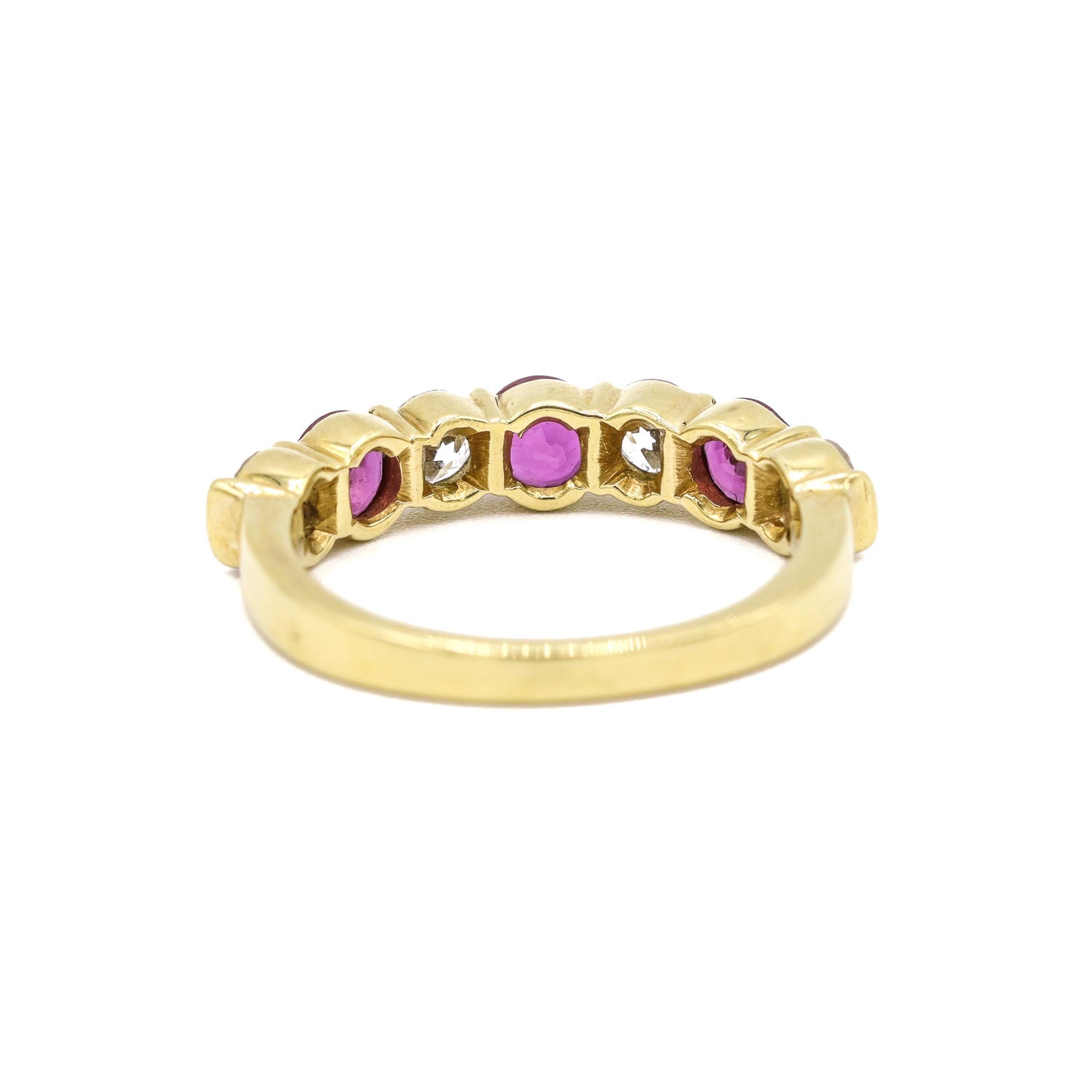 Ladies 18k Yellow Gold Rubies and Diamonds Cocktail Ring In Excellent Condition In Houston, TX