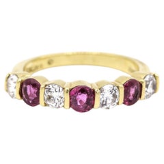 Ladies 18k Yellow Gold Rubies and Diamonds Cocktail Ring