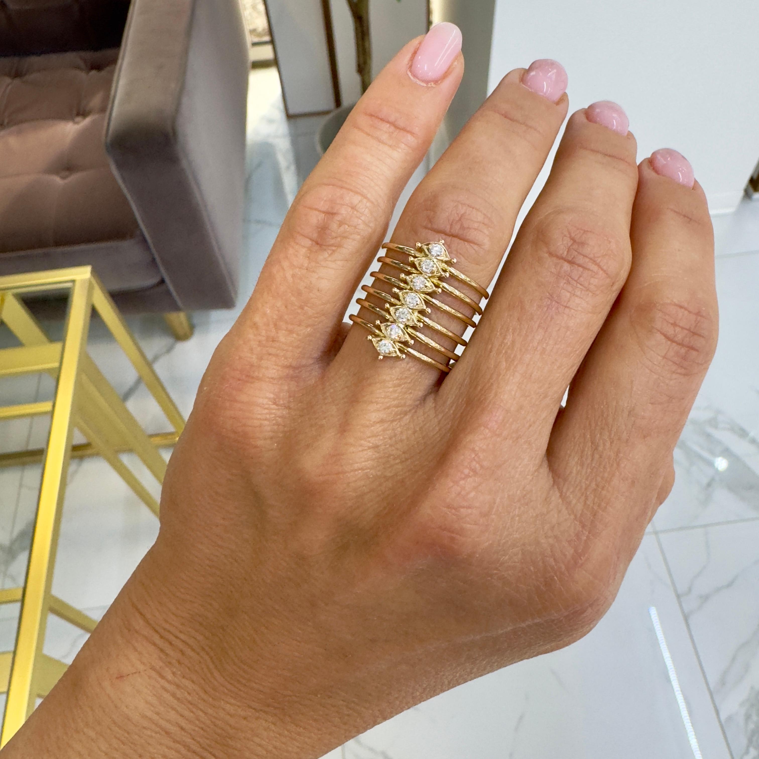 Ladies 18K Yellow Gold Stacking Diamond Band Ring For Sale 1