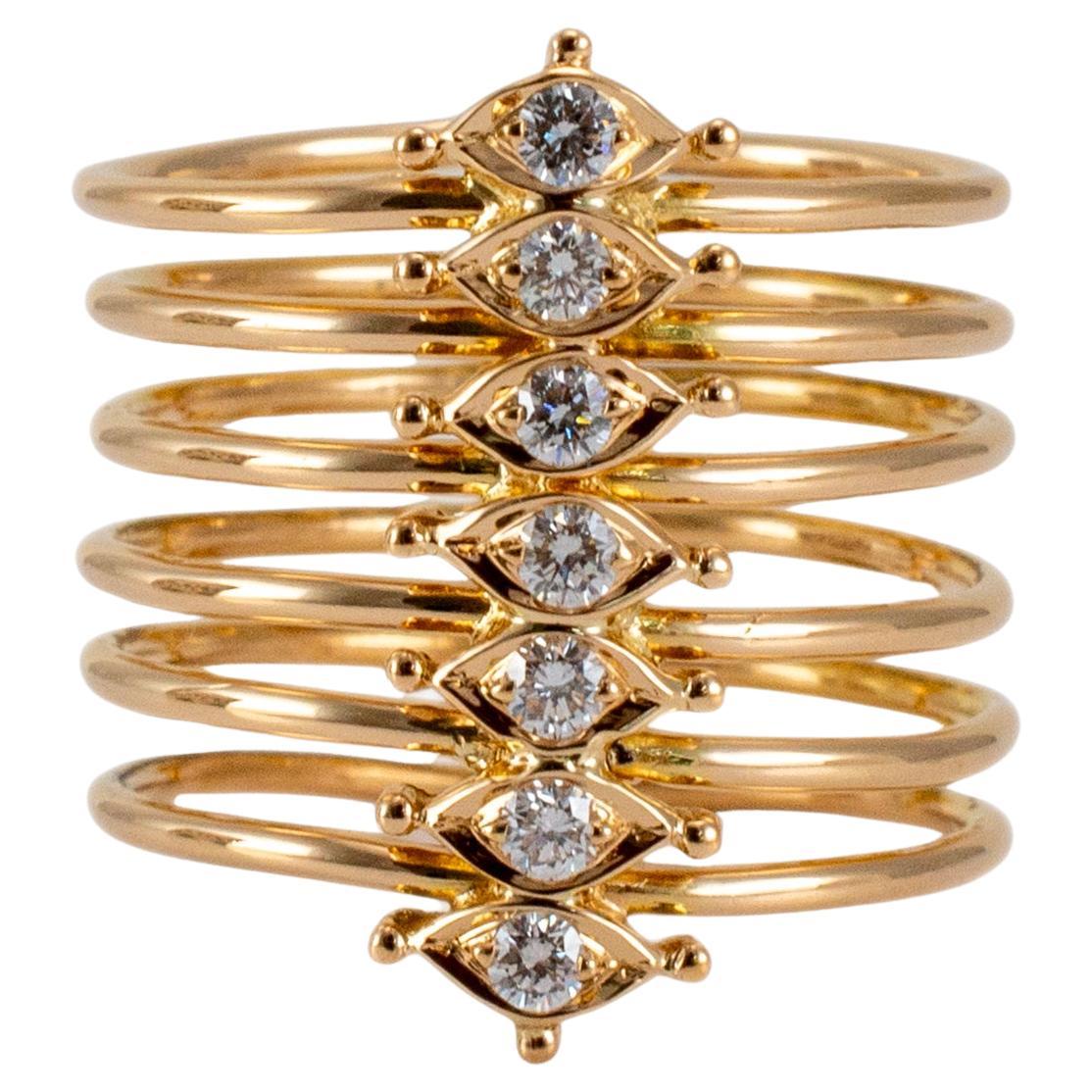 Ladies 18K Yellow Gold Stacking Diamond Band Ring