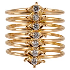 Anillo apilado de diamantes en oro amarillo de 18 quilates para mujer