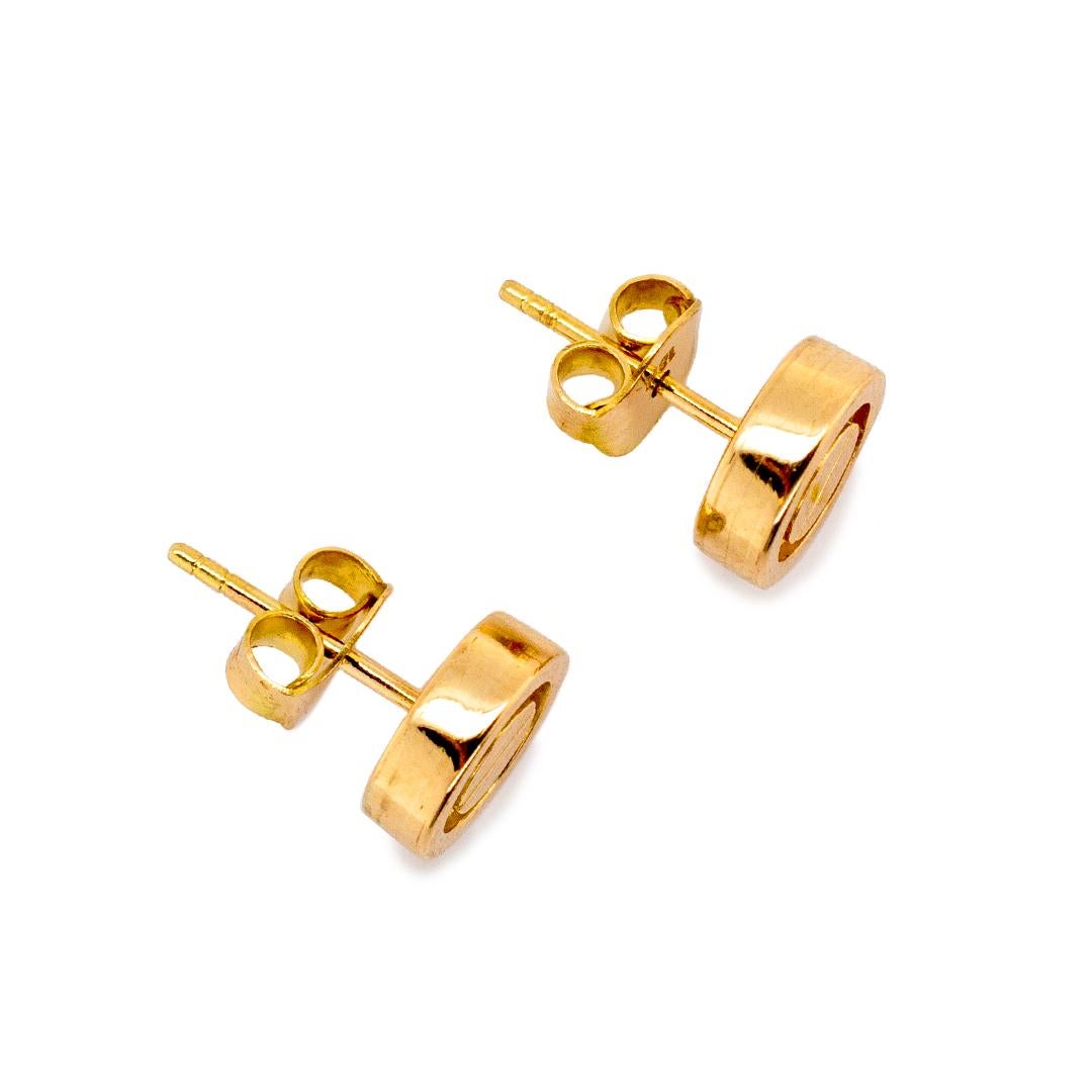 Ladies 18K Yellow Gold Stud Earrings 2