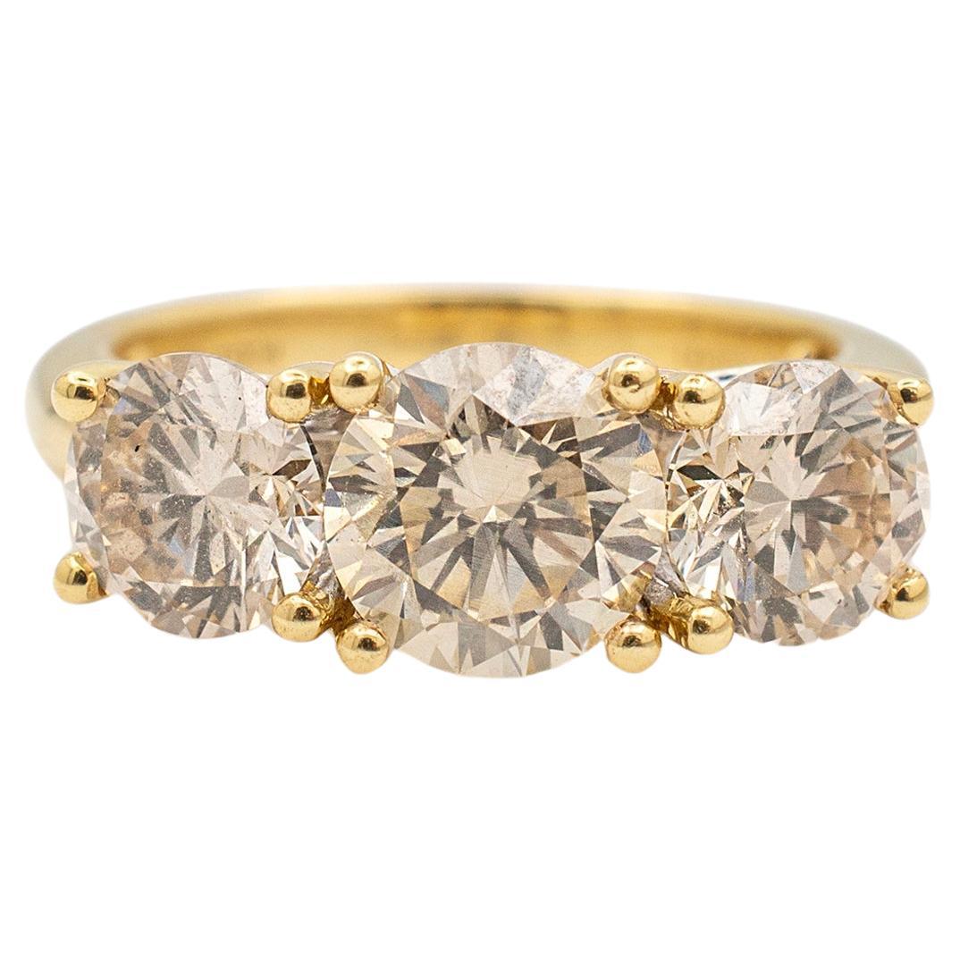 Ladies 18K Yellow Gold Three Stone Diamond Engagement Ring