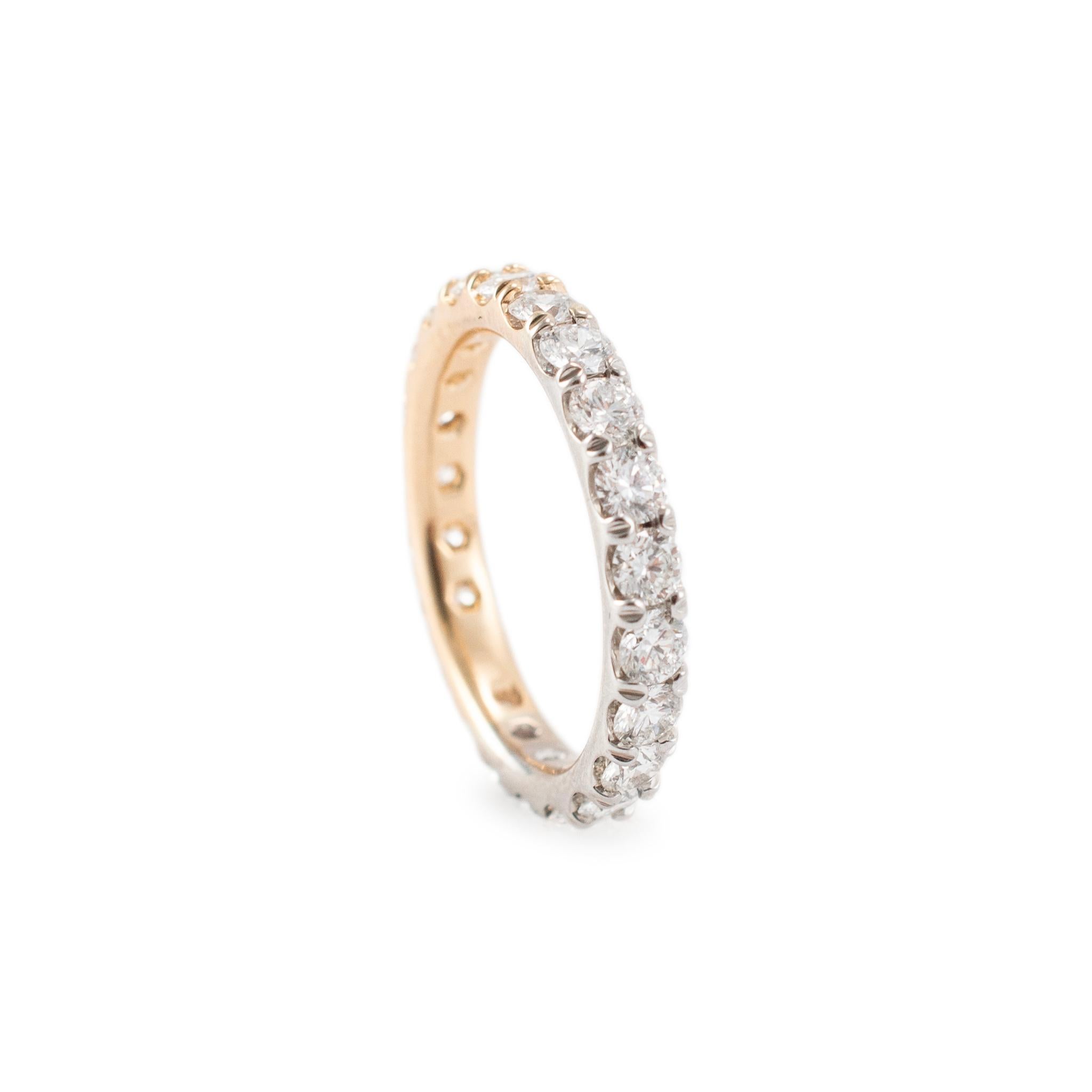 Women's Ladies 18K Yellow & White Gold Two Tone Full Eternity Diamond Wedding Band